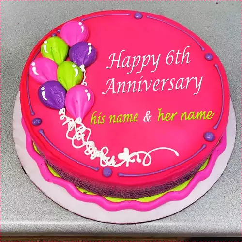 6th Anniversary Cake With Name